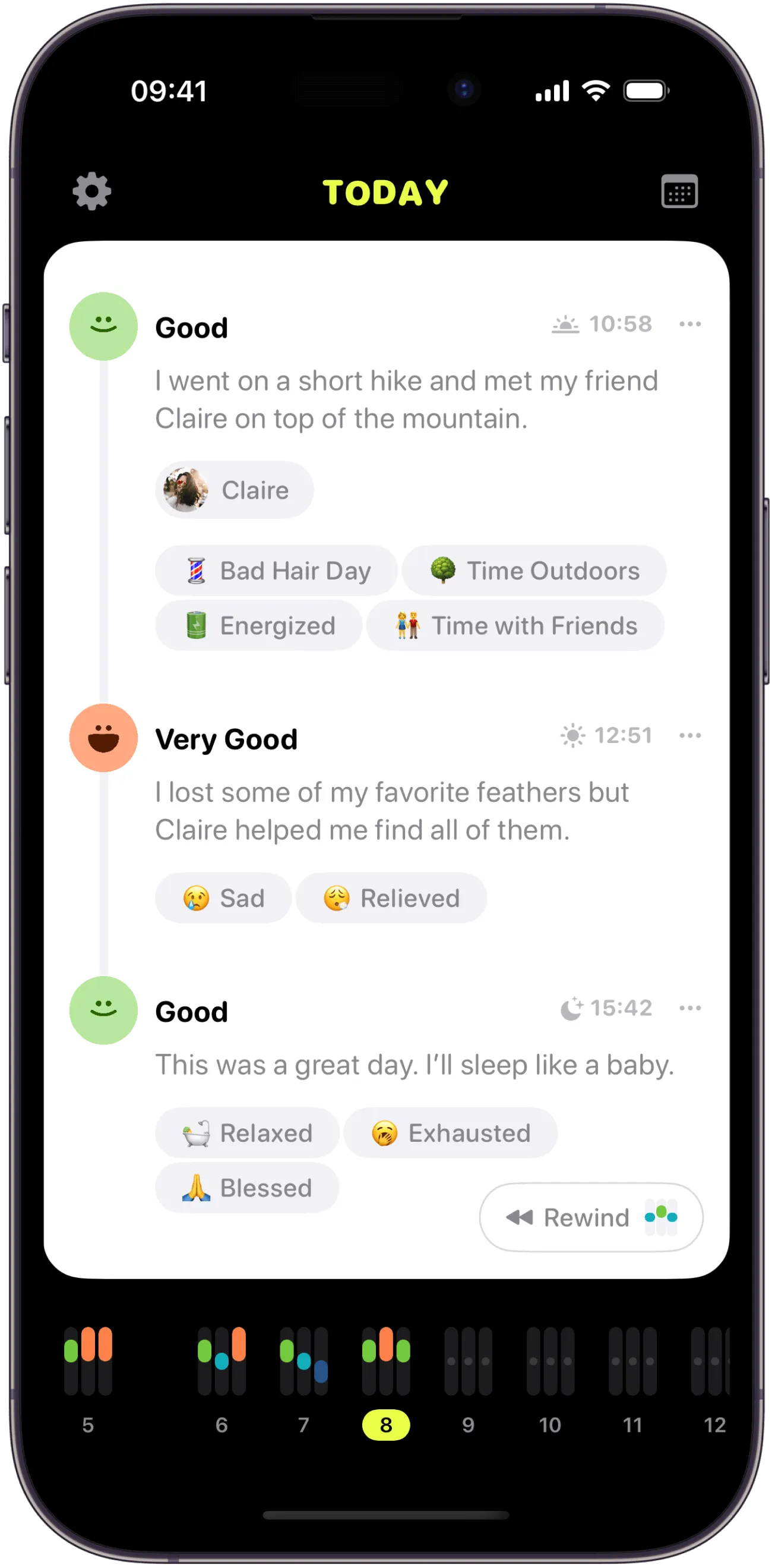 Unhinged Mood Tracker App Screenshot